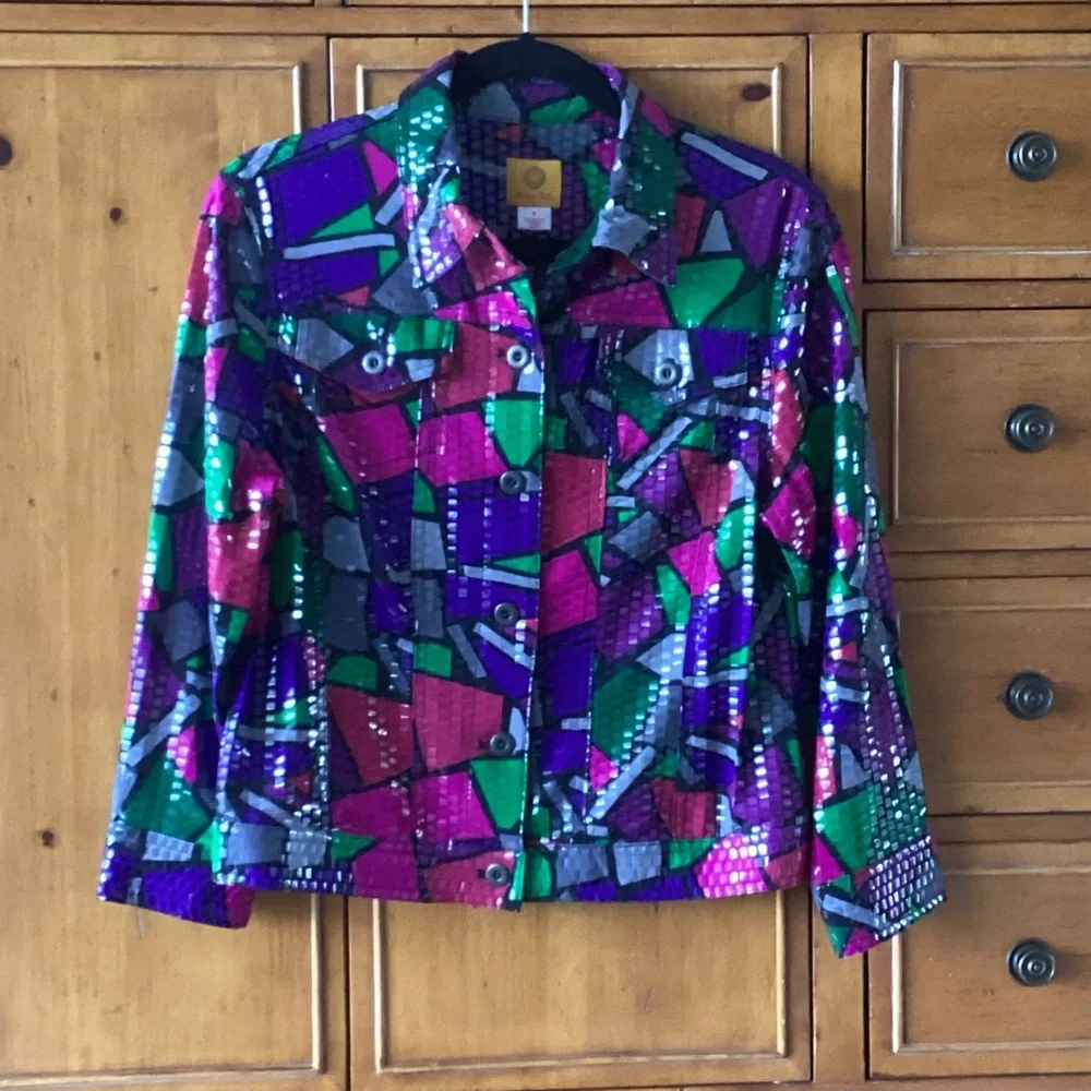 Ruby Rd Multi Colored (Jean Style) Jacket Woman’s Size 8 - Picture 1 of 5